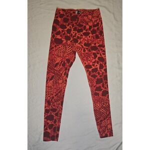 Nike Womens Small Red Printed Cotton/Spandex Leggings Casual Logo Swoosh Soft‎